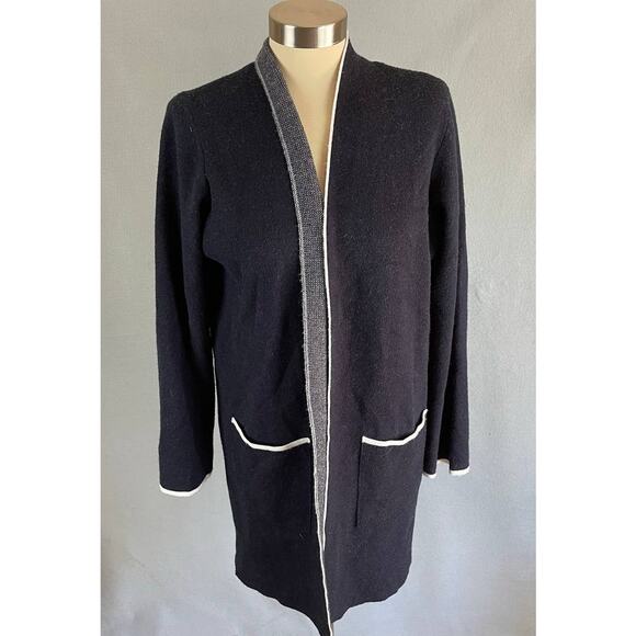 Premise Womens Medium Navy Blue Open Front Cardigan Sweater Pockets Blend - Picture 6 of 10